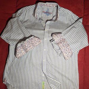 Robert Graham Men's Shirt Purple Plaid Large Long Sleeve Button Up Flip Cuff